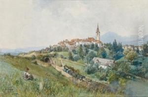 A View Of Radmansdorf In The Upper Sauetale by Ladislaus Von Benesch