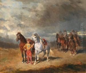 Military Scene by Alexander Franz Von Bensa