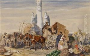 Ungarischer Bauernmarkt Mit Pferdespanner by Alexander Ritter Von Bensa