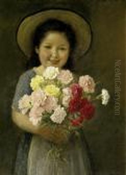 Girl With A Bouquet Of Flowers - view 1