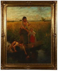 Girls Rescuing Doll In A Stream