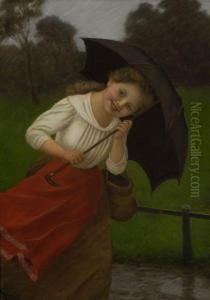Madchen Mit Regenschirm by Carl Von Bergen
