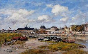 The Port of Trouville, Low Tide by Eugene Boudin