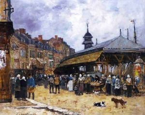 Market at Trouville II by Eugene Boudin