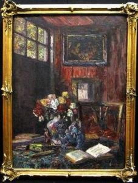 Flowers In A Vase By A Window In An Interior - view 1