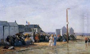 Trouville, Bathing Hour by Eugene Boudin
