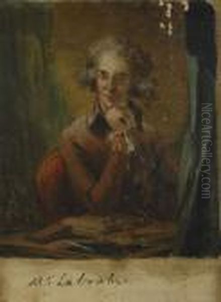 Portratt Av Den Amerikanske Arkitekten Benjamin Henry Latrobe Sittande Vid Sitt Arbetsbord - Midjebild - view 1