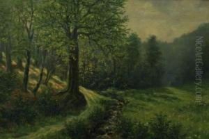 Landschaftsdarstellung Mit Bach Und Waldweg Landschaftsdarstellung Mit Bach Und Waldweg