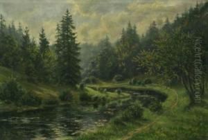 Landschaftsdarstellung Mit Bachlauf by Von Bredow