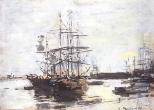 Vaisseaux a l'ancre devant Venise by Eugene Boudin