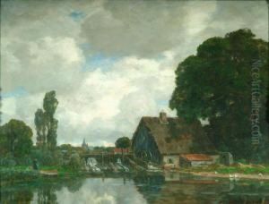 Am Flus Gelegenes Muhlhaus Mit Einem Stauwehr