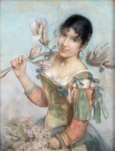 Fanciulla Con Mazzo Di Fiori by Angelo Graf von Courten