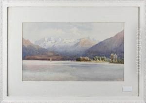 Alpine Lake Scene by Helga Von Cramm