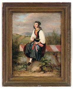 A Hessian Farmer Woman On Her Way To The Yearly Fair by August von der Embde