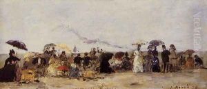 Trouville, Beach Scene IV by Eugene Boudin