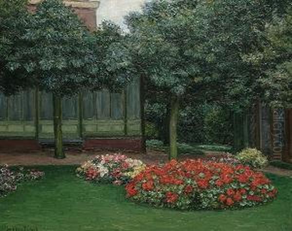 Park Scene With Flowerbeds - view 1