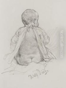 Sitzendes Kleinkind Mit Nacktem Popo by Wilhelm Von Diez