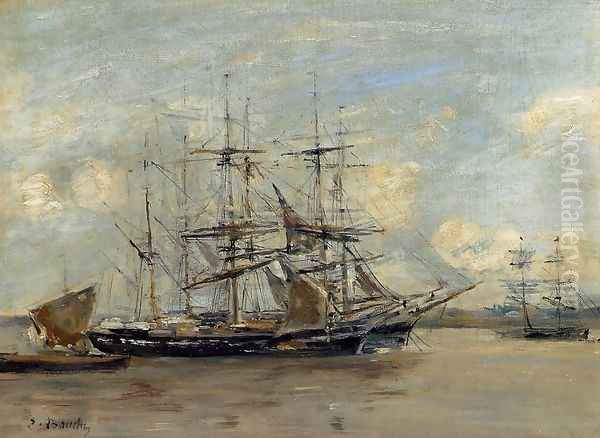 Le Havre, Three Master at Anchor in the Harbor - view 1