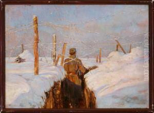 Soldat Im Verschneiten Schutzengraben - view 1