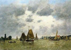 La Meuse at Dordrecht I by Eugene Boudin