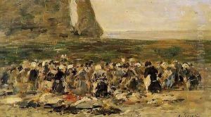 Laundresses at Etretat by Eugene Boudin