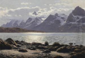 Am Raftsund Bei Digermulen Mit Blick Auf Den Rulten; Mountainous Landscape, Norway by Themistocles Von Eckenbrecher