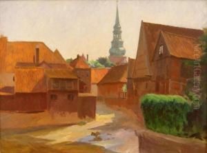 Ol Auf Leinwand, "stader Altstadt Mit Blick Auf Die Cosmaekirche" by Julius Von Ehren