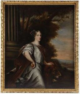 Portratt Av Drottning Kristina Kladd I Romersk Drakt Med Vinrod Mantel by David Klocker Von Ehrenstrahl