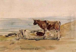 Cows near the Shore by Eugene Boudin