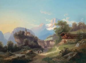 Ted Mountain Village With A Church On A Stoney Clift