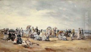 The Beach at Trouville 1873 by Eugene Boudin