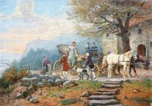 Die Ankunft Der Kutsche Vor Dem Schloss