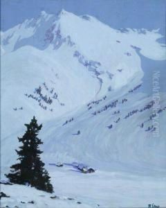 Winterliche Gebirgslandschaft. by Max Von Esterle