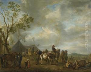 Scene De Campement Militaire