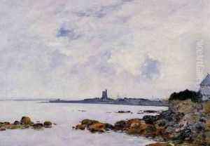 Saint-Vaast-la-Houghe, the Rocks and the Fort by Eugene Boudin