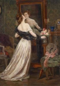 Lady In A Boudoirbefore A Mirror by Luma Von Flesch-Brunningen