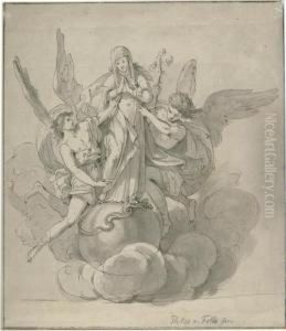 Maria Immaculata, Von Zwei Engeln Begleitet. by Philip Von Foltz