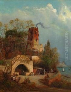 Blick Auf Einkaukasisches Dorf An Der Schwarzmeerkuste by Paul Von Franken