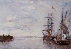 The Port at Deauville by Eugene Boudin