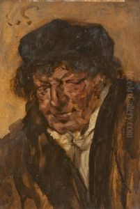 Bildnis Eines Mannes Mit Barett by Eduard Karl Franz von Gebhardt