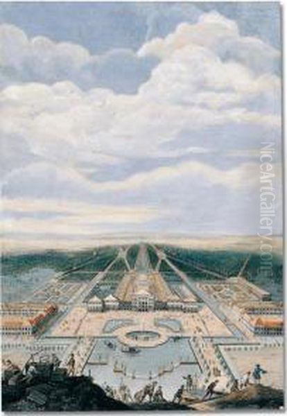 The Nymphenburg From The East, With Workers And Masons Constructing The Gardens In The Foreground - view 1