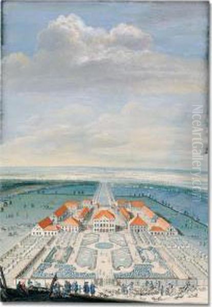 Schloss Furstenried, With Preparations For A Hunt In The Foreground - view 1