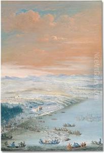 The Starnberger See, With Schloss Starnberg Behind And A Deer Hunt In The Foreground by Maximilian Von Geer