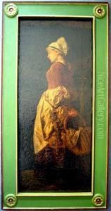 Marketenderin Mit Korb by Carl Von Haberlin