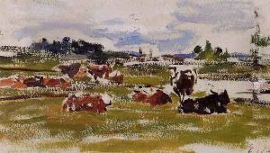 Cows in Pasture I by Eugene Boudin