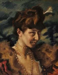 Portrait Einer Dame Mit Perlenkette by Hugo, Freiherr Von Habermann
