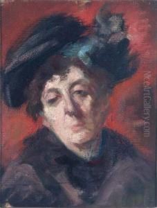 Portrat Einer Dame Mit Hut by Hugo, Freiherr Von Habermann