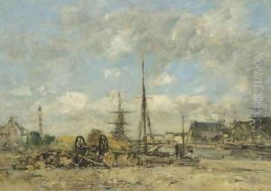 Trouville, le port by Eugene Boudin