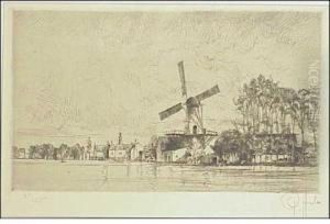 Landscapewith Windmill And Water by Peter Von Halm