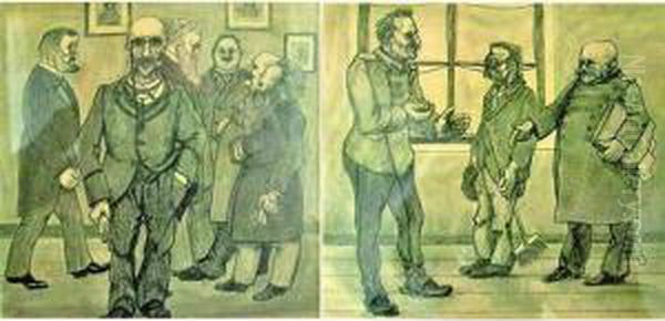 Ensemble De 2 Oeuvres Sur Papier - view 1